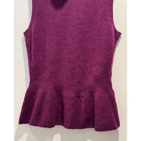 White House Black Market Small Sleeveless Soft Tank Peplum Wool Blend Purple - Picture 2 of 8